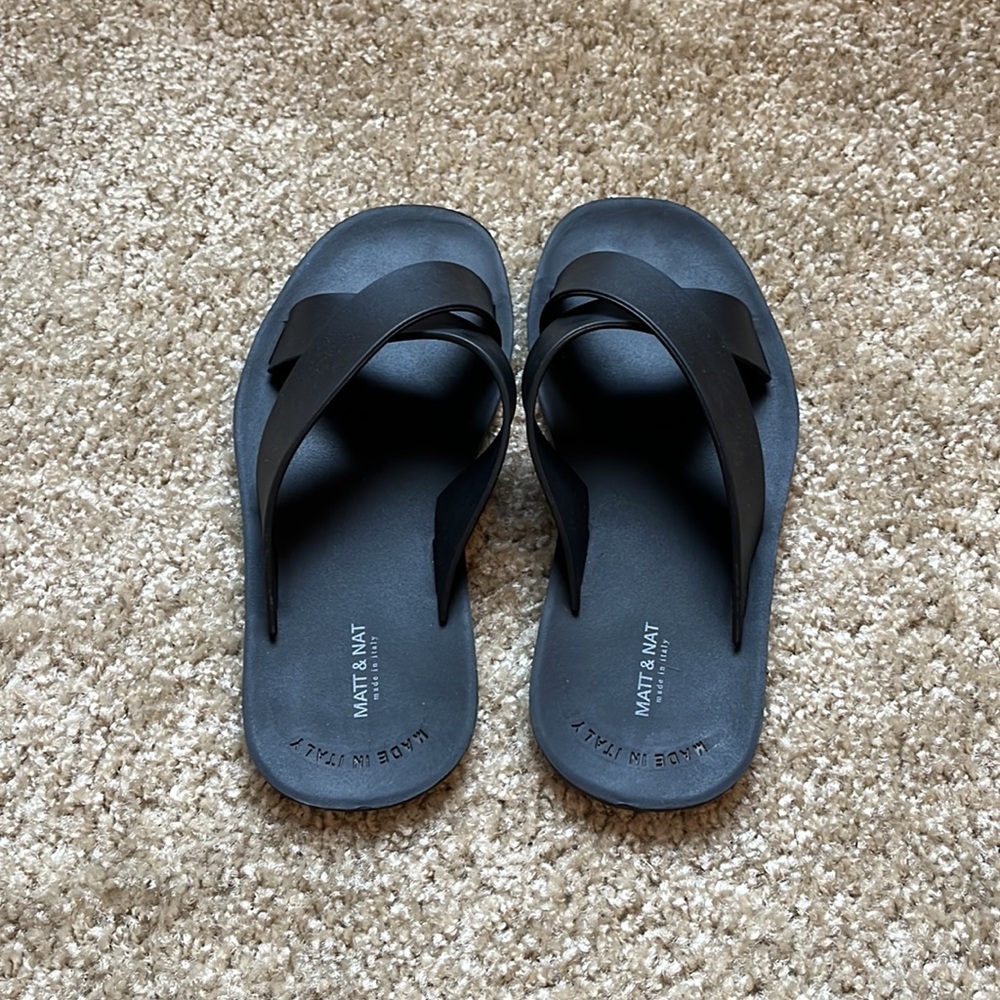 Matt & Nat Vegan Leather Black Sandals - Picture 2 of 7